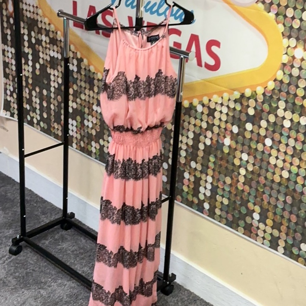 Enfocus Studio Pink and Black Maxi Dress